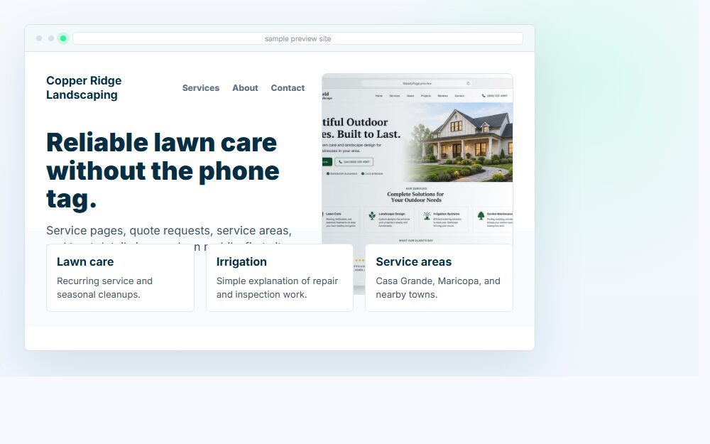 Graphic preview of a managed website layout for Websites for home-service businesses