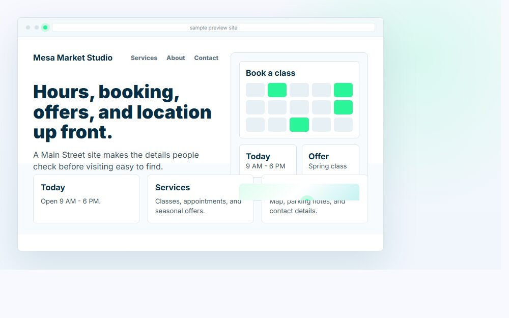 Graphic preview of a managed website layout for Websites for Main Street businesses